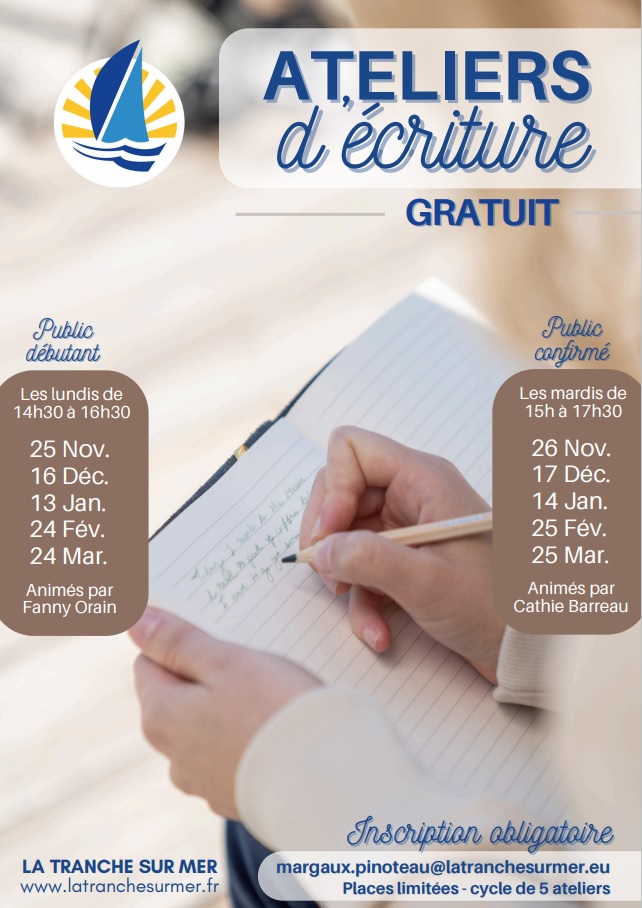 Flyer ateliers d'écriture saison 2024/2025