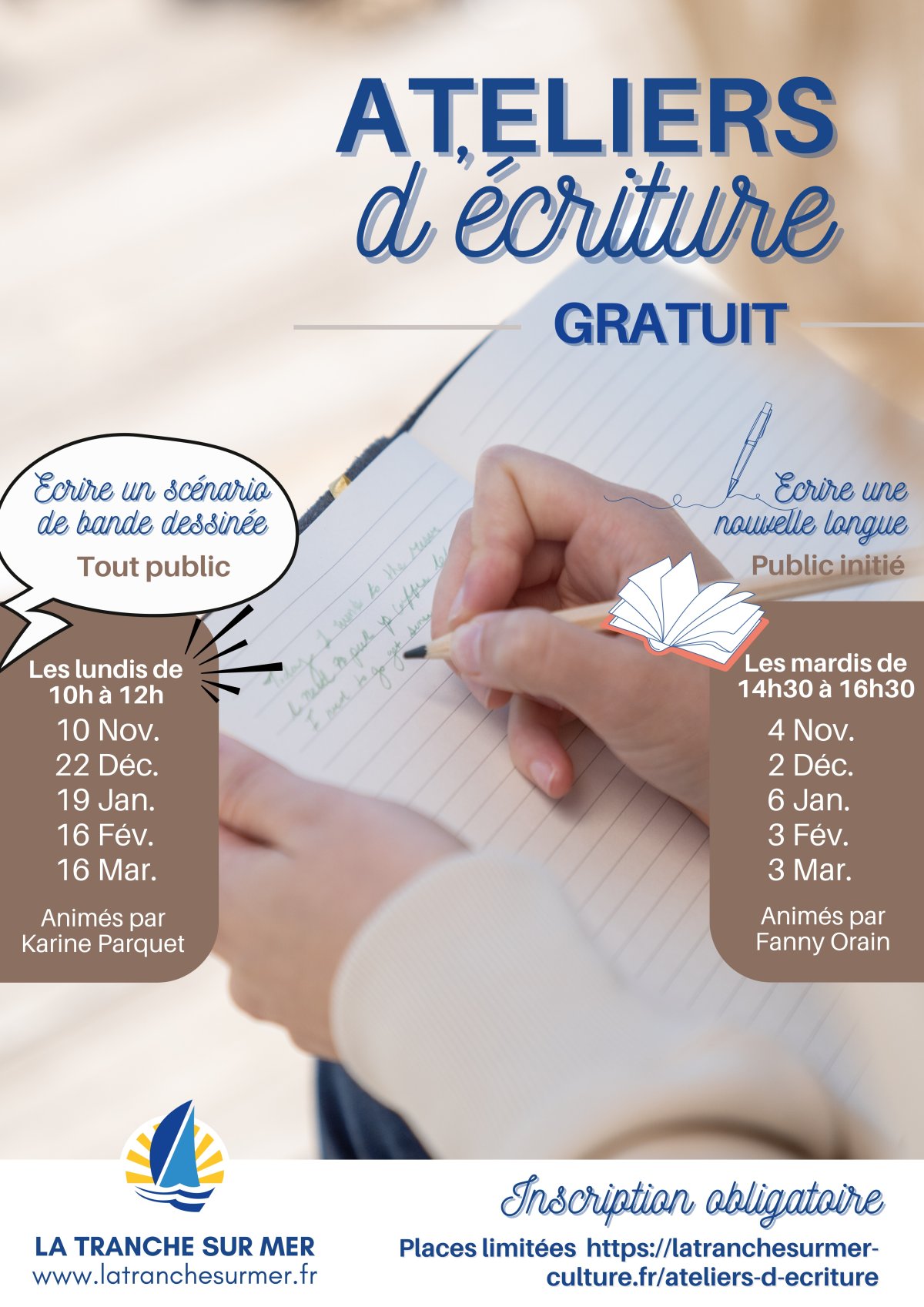 Flyer ateliers d'écriture saison 2024/2025